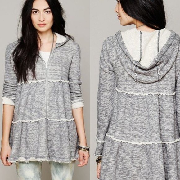 Free People Trapeze Tiered Layer Hooded Zip Up - Picture 1 of 6
